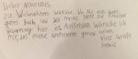 Sophies Brief an den Nikolaus